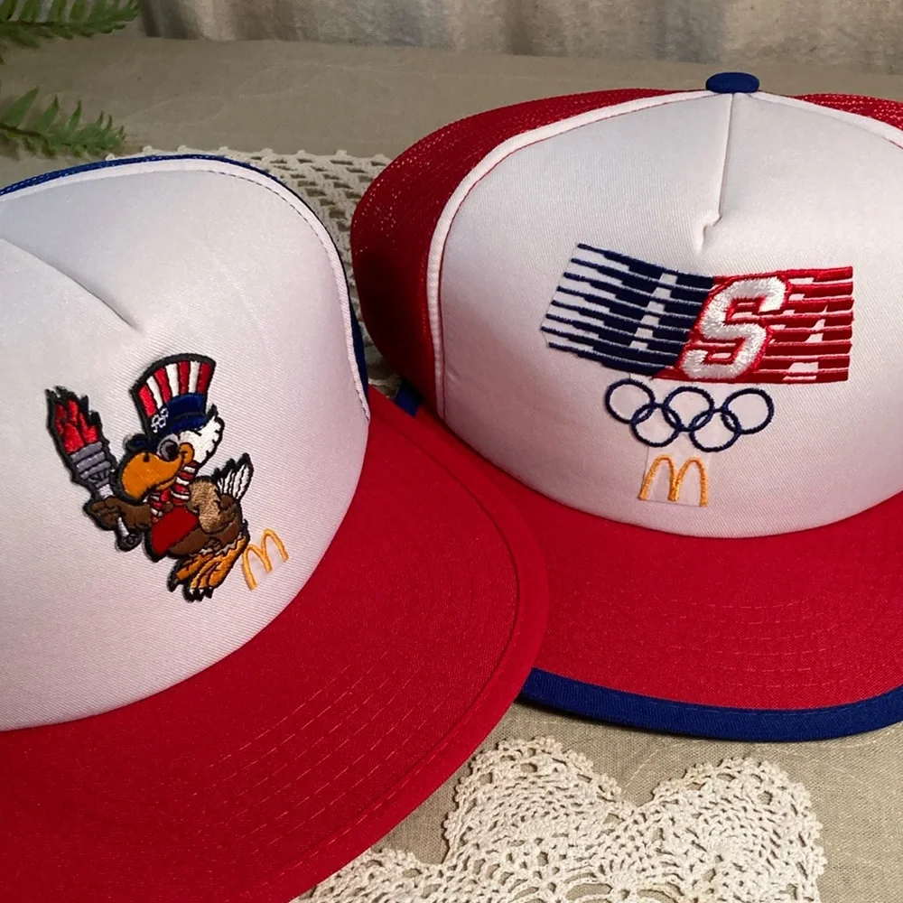 Vintage USA 1984 Olympics Trucker Hats McDonald’s Taiwan ROC NOS - Picture 2 of 14